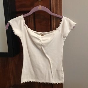 hollister off the shoulder white tee